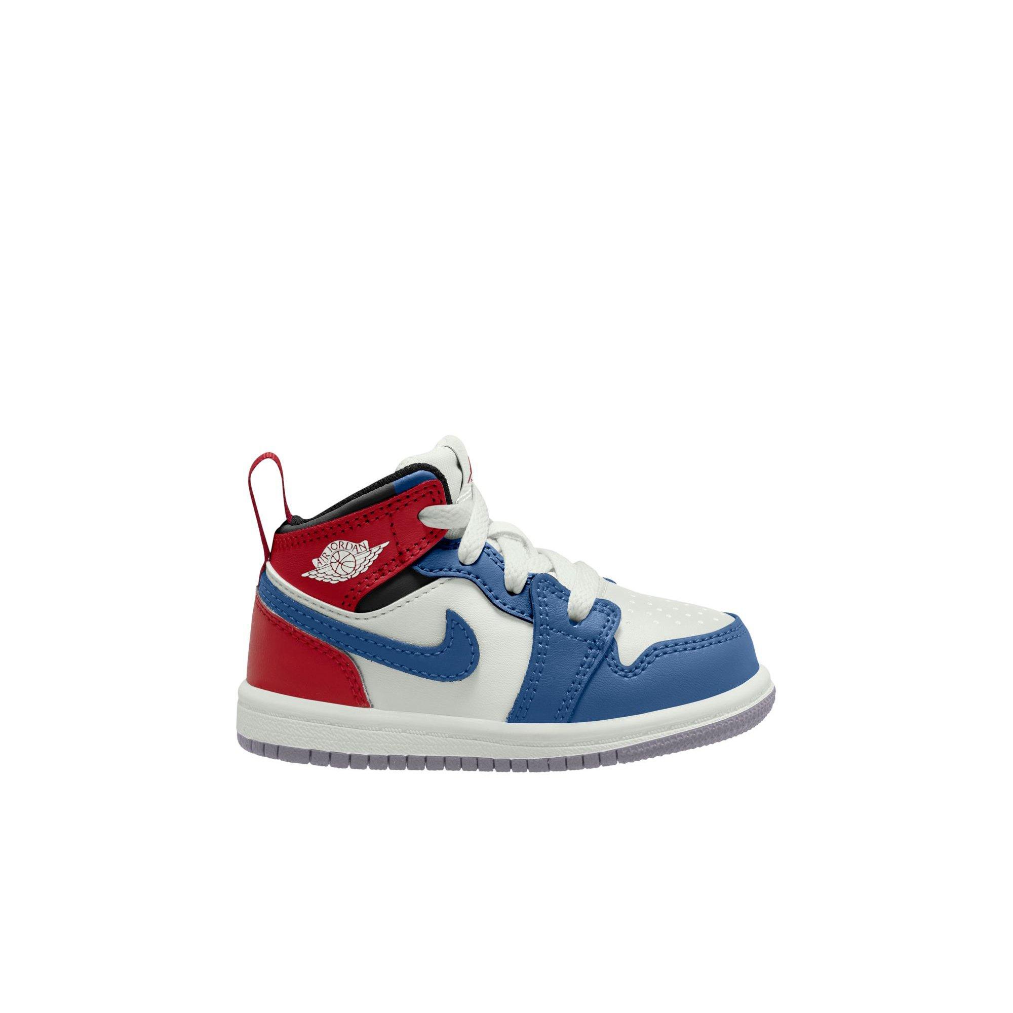 Jordan 1 Mid "True Blue/Summit White/Varsity Red/Black" Toddler Boys' Shoe - BLACK/RED/BLUE